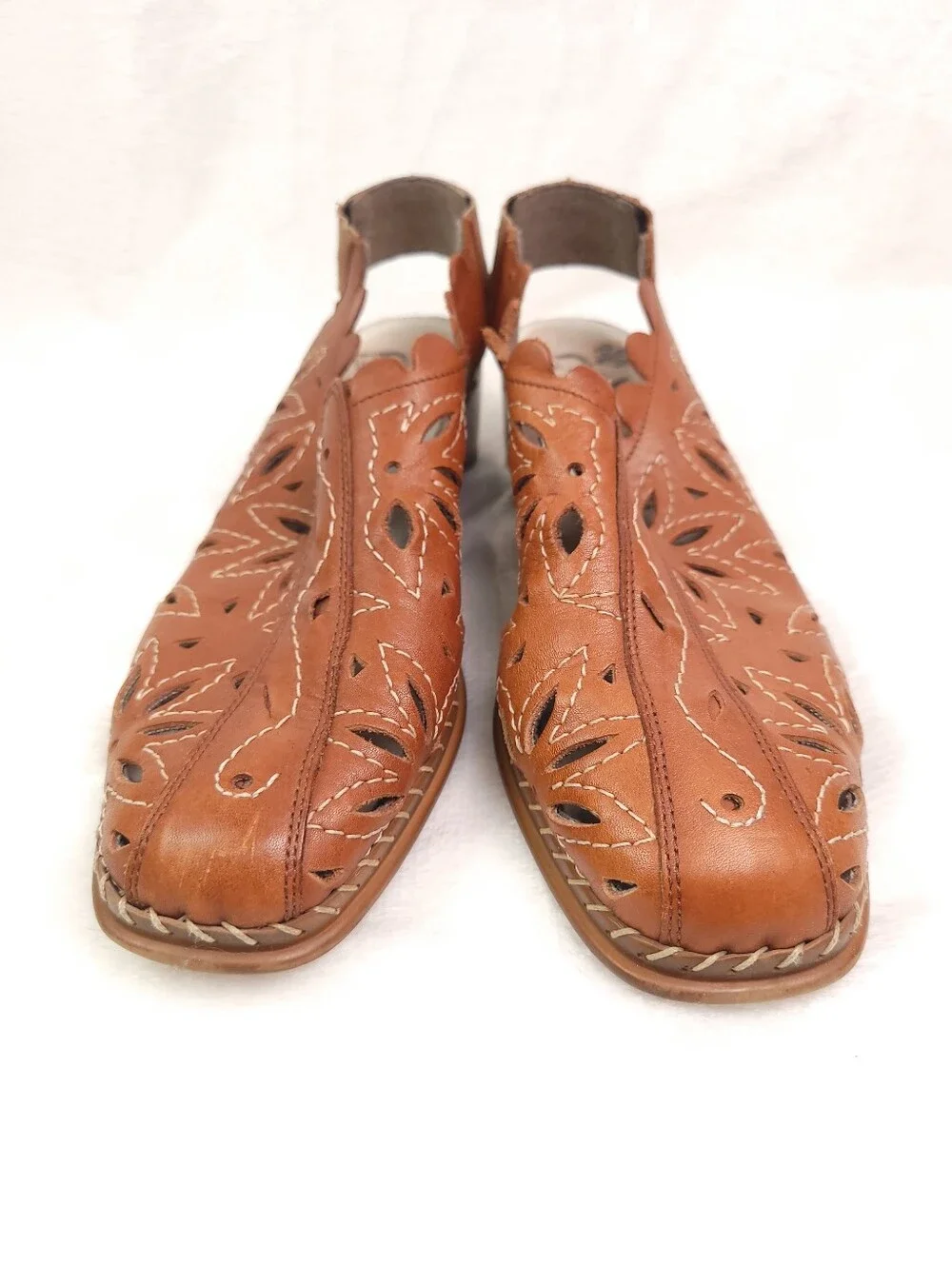 Rieker Antistress Perforated Leather Slingback Shoes Brown EU 40 US 8.5